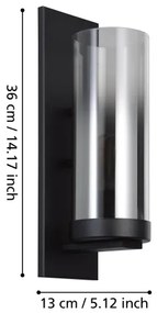 Eglo 44003 - Fali lámpa TOOTHILL 1xE27/40W/230V fekete