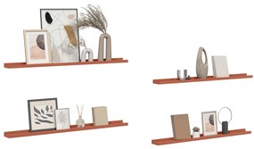 vidaXL Falpolc polcokkal tárolóval 4 pcs Piros 100 x 9 x 3 cm Faanyag