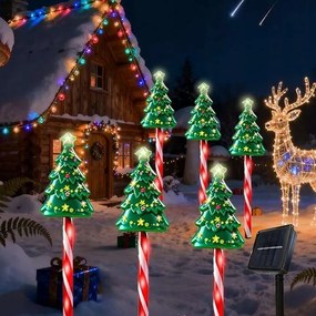 LED-es beszúrós napelemes lámpa 50cm karácsonyfa motívummal 6db