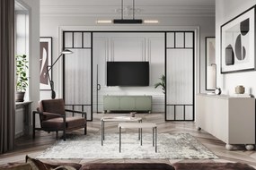 Sonatia II háromajtós TV szekrény, gömb lábakon - 150 cm - oliva színű
