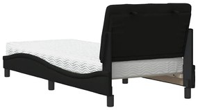 fekete szövet ágy matraccal 80x200 cm