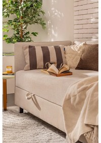 Bézs kárpitozott ágyneműtartós egyszemélyes ágy matraccal 120x200 cm Avela – Bonami Selection