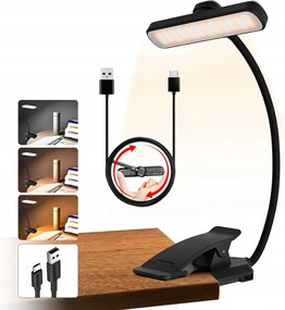 Led-es Könyvolvasó Lámpa Éjszakai Asztali Vezeték Nélküli Usb Klipsz