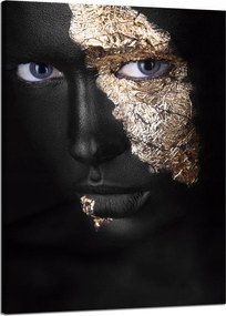 Vászonkép Fekete arc aranyra festve 50x70 cm