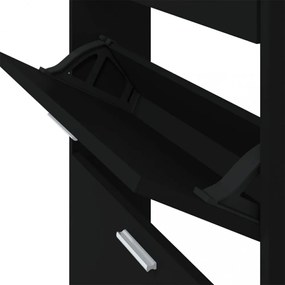 vidaXL fekete szerelt fa cipősszekrény 59x17x150 cm