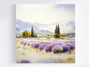 Vászonkép Canvas Tájkép Franciaország Provence Hegyek Mező Virágok 80x80