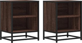 vidaXL éjjeliszekrények 2 db barna tölgy 40x31x50 cm műfából és fémből