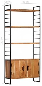 4-szintes tömör akácfa könyvespolc 80 x 30 x 180 cm