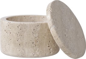 Tárolóedény fedéllel, travertin, natúr ø10x6,5 cm