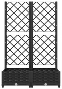 fekete polipropilén rácsos kerti ültetőláda 80 x 40 x 121,5 cm