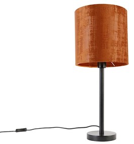 Modern asztali lámpa fekete, piros árnyalattal 25 cm - Simplo