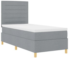 Box Spring Ágy matraccal, világosszürke, 100x200 cm, szövet
