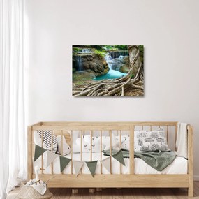 Üveg kép - Folyó vízesésekkel (70x50 cm)