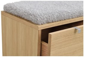 Szürke-natúr színű ülőkés cipőtartó tölgyfa dekorral Confetti – Rowico