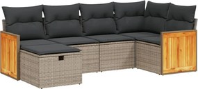 vidaXL 6 részes szürke polyrattan kerti ülőgarnitúra párnákkal