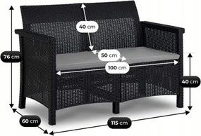 BRENTA kerti bútor szett fekete/szürke