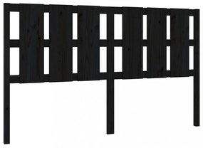 fekete tömör fenyőfa ágyfejtámla 165,5 x 4 x 100 cm
