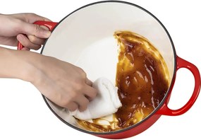 Zománcozott, öntöttvas edény fedővel 4L, piros