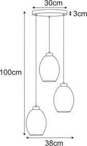 KAJA K-5722 BALBO Szürke Színű Függeszték 3xE27 15W IP20