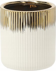 Kerámia kaspó Arany-Fehér 16.5 cm Elegáns Dekoráció