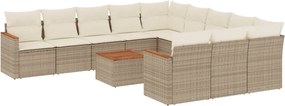 vidaXL 12 részes bézs polyrattan kerti ülőgarnitúra párnákkal