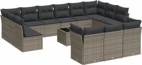 vidaXL 14 részes szürke polyrattan kerti ülőgarnitúra párnákkal