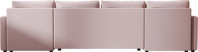 Kinyitható U alakú ülőgarnitúra VENORIA 285x146 cm, púderrózsaszín + 2 párna INGYEN