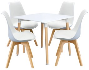 Étkezőasztal 80x80 QUATRO fehér + 4 szék QUATRO fehér