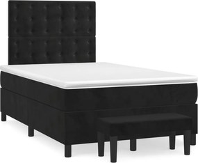 vidaXL fekete bársony rugós ágy matraccal 120 x 200 cm