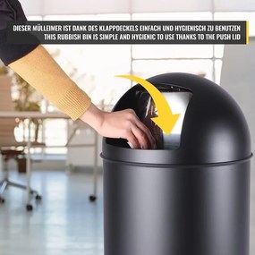 JAGO Nyomófedeles kosár 50 L rozsdamentes acél fekete