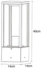 Okos kültéri állólámpa fekete, bordázott üveggel 40 cm, WiFi A60-nal - Charlois