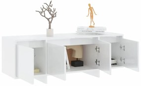 magasfényű fehér szerelt fa TV-szekrény 120x30x40,5 cm