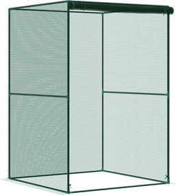 Outsunny Növény- és Rovarkert Kertészeti Kifutó Roll-Up Ajtóval és Acélvázzal Kerthez, Teraszhoz, Műhelyhez 120x120x180 cm Sötét Zöld | Aosom