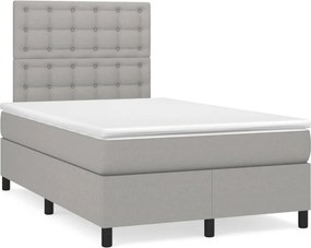 vidaXL világosszürke szövet rugós ágy matraccal 120 x 200 cm