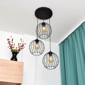 LED Csillár zsinóron MERCURE 3xE27/15W/230V ø 50 cm fekete