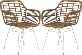 HOMCOM Étkező Székek 2db-os Készlet, Konyhai Szék Háttámlával, Mű Rattan Megjelenés, Karosszék Párnával, Nappali Szék, Acél Lábú Székek Étkezőasztalho