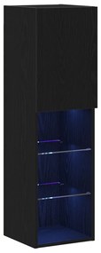 LED TV szekrény 2 db Fekete Tölgy 30,5x30x102 cm Mérnökifából