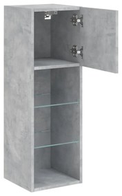 betonszürke TV-szekrény LED-lámpákkal 30,5x30x90 cm
