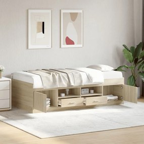 sonoma tölgy kanapéágy fiókkal matrac nélkül 100x200 cm