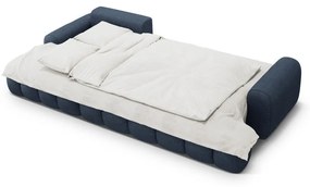 Sötétkék kinyitható-tárolóhelyes sarokkanapé (bal oldali-heverő résszel) Linz – Cosmopolitan Design