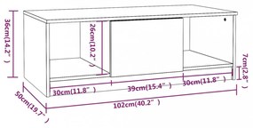 betonszürke szerelt fa dohányzóasztal 102 x 50 x 36 cm