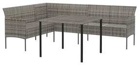 2 részes szürke polyrattan kerti étkezőgarnitúra párnákkal