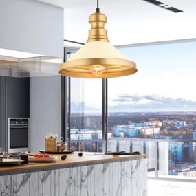 MONZA kábeles függőlámpa 1×E27/40W/230V, átmérő 30 cm, krémszínű/arany