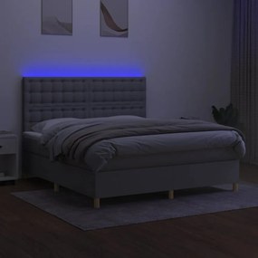 világosszürke szövet rugós és LED-es ágy matraccal 160x200 cm