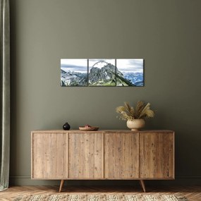 Kép - hegycsúcsok (órával) (90x30 cm)