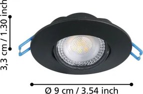 Eglo 300188 - 3 darabos GEDREZ LED beépíthető mennyezeti lámpa, 4,9 W, 230 V, átmérő 9 cm, fekete