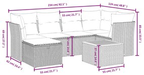 7 részes vegyes bézs polyrattan kerti ülőgarnitúra párnákkal