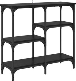 vidaXL Konzolasztal polcokkal Fekete tölgy 80 x 29 x 75 cm Faanyag
