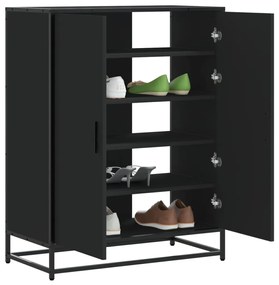 vidaXL fekete szerelt fa és fém cipőszekrény 75 x 38 x 97,5 cm