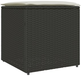 vidaXL Párna tároló doboz Fekete 50x50x50 cm Poli Rattan